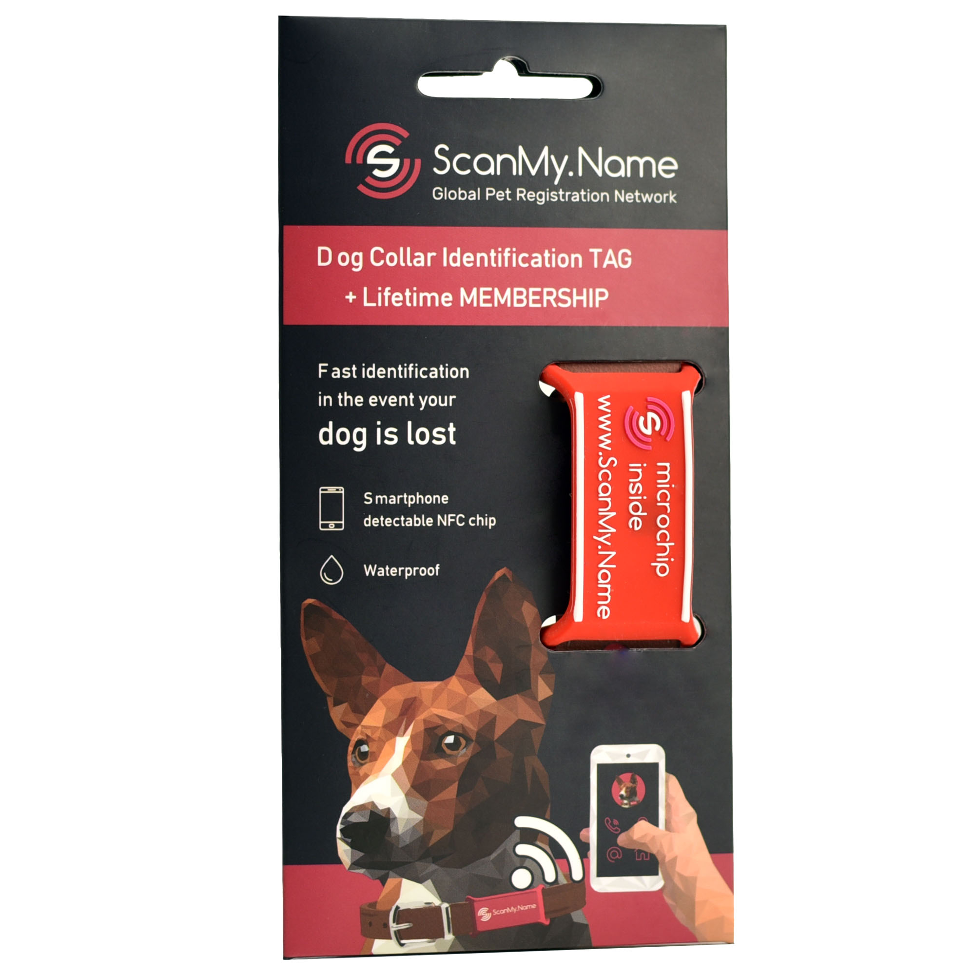 ScanMyName dog tag red 2