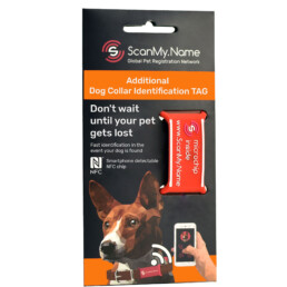 Red Additional ScanMyName nfc dog tag EN